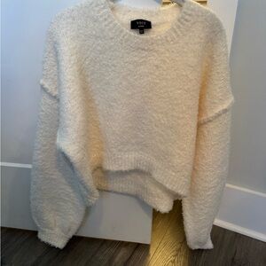 VICI Cream Fuzzy Eyelash Knit Cropped Sweater Size L